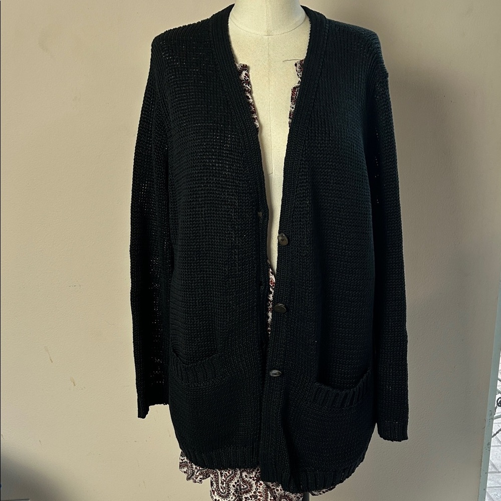 John Patrick 100% linen hand loomed XL cardigan sweater